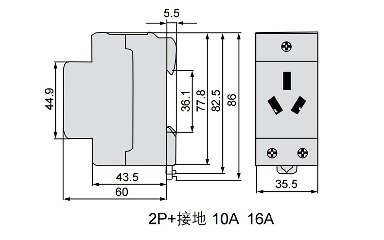 德力西AC30模数化插座 16A三孔 强电照明箱配电箱16A导轨电源插座 德力西,CDB6X,三插,16A,插座