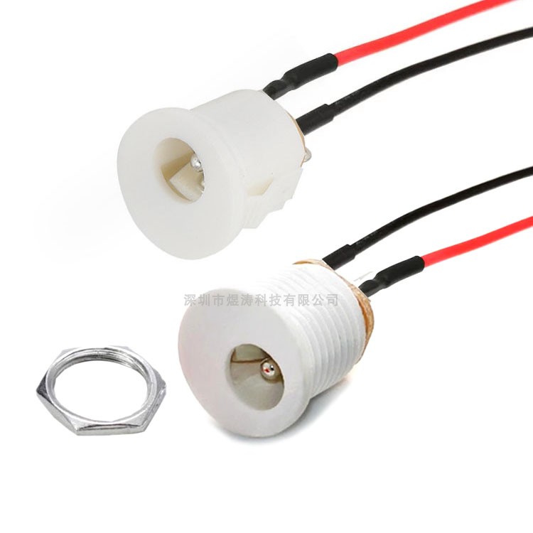 ホワイトDC022（糸とワイヤー付き）DC電源ソケットDC022Kバックル（電子接続ワイヤー付き）DCメスソケット
