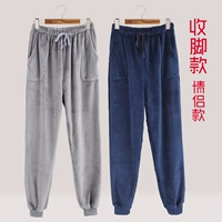 Quần pyjama nam và nữ đôi lứa mùa thu đông flannel quần nhung san hô dày ấm để giữ chân chân quần nhà chân quần short nam