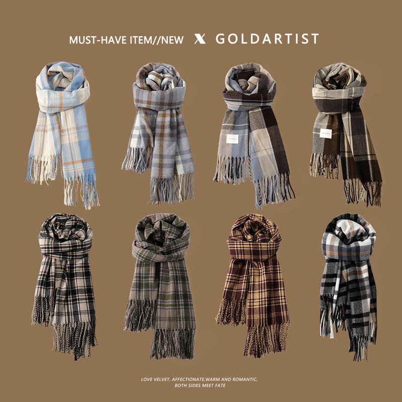 Goldartist Plaid Scarf for Women Winter 2026 New Style Melard Warm Neck Scarf Student Korean Style Shawl for Men Goldartist Plaid Scarf for Women Winter 2026 New Style Melard Warm Neck Scarf Student Korean Style Shawl for Men