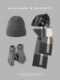 Gray Scarf, Wool Hat, and Gloves Three-Piece Set, Warm Men's Black Knitted Hat and Neck Warmer Winter Set, Gift for Boyfriend