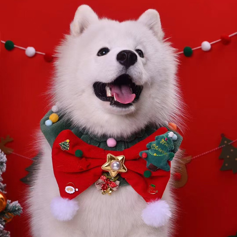 Milk Tuaner NAITUANER ~2025 Pet Christmas Limited Рождественский нагрудник для собак, аксессуары для фотосъемки средних и крупных собак
