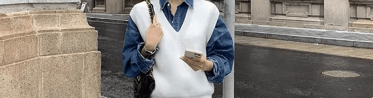 Женская жилетка 毛衣马甲背心衬衫两件套女衬衣春季2025新款搭配叠穿马夹针织上衣