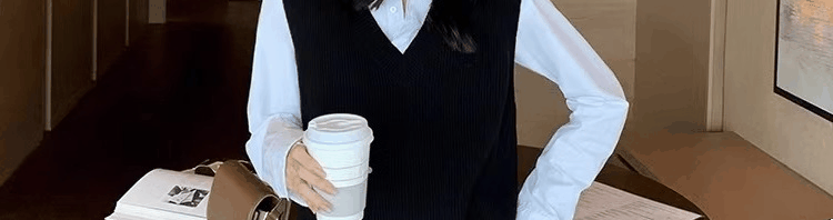 Женская жилетка 毛衣马甲背心衬衫两件套女衬衣春季2025新款搭配叠穿马夹针织上衣