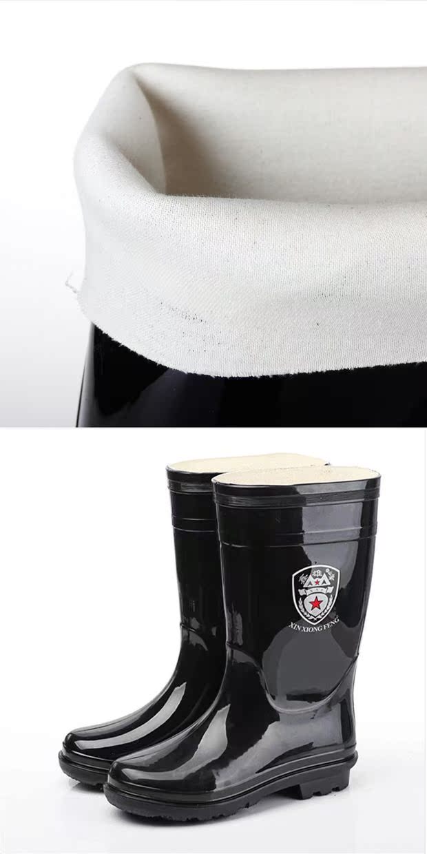 Giày đi mưa Xin Xiongfeng nam và nữ mới trong giày đi mưa cao gót trượt mang giày đế dày bằng vải cotton dày - Rainshoes giay di mua