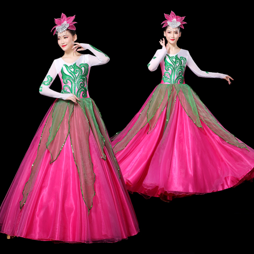 flamenco dresses Chinese Folk Dance Dresses for women opening dance performance costume stage dress accompaniment dance chorus skirt