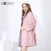 Áo khoác gió G2000 giản dị đơn giản ren màu hồng đen áo khoác gió nữ dài vừa phải - Trench Coat