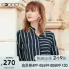 G2000 shopping mall with the same irregular striped shirt new temperament V-neck women's casual top