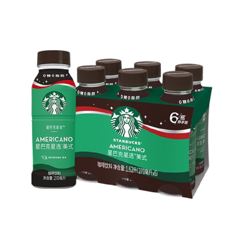 Starbucks/星巴克星选美式咖啡270ml*6瓶即饮咖啡代餐优选饮料