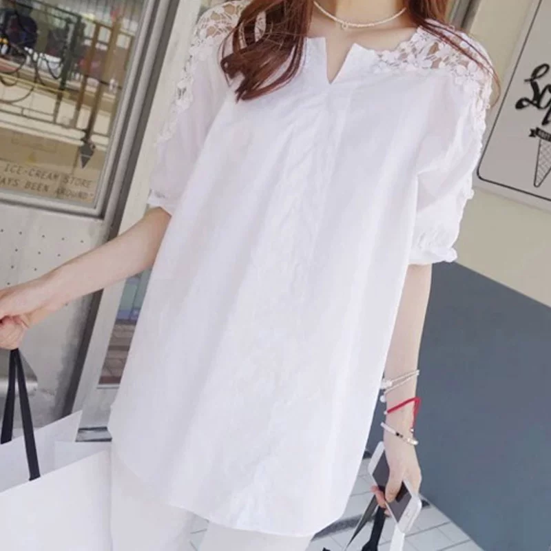 Летняя кружевная блуза с дизайном, oversize, тренд сезона