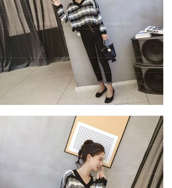Openwork sọc đan áo sơ mi nữ 2019 mùa thu mới lỏng áo len mỏng ngắn đoạn lười áo chống nắng gió - Đan Cardigan quần áo nữ