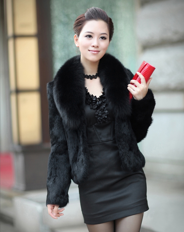 2018 giả lông thú áo khoác nữ mùa thu và mùa đông mới thỏ tóc Slim ngắn fur fox fur collar coat chống-giải phóng mặt bằng mùa áo lông cừu thật
