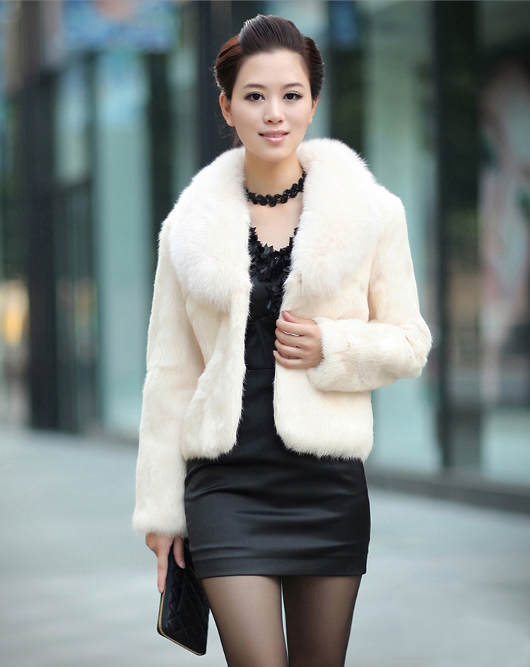 2018 giả lông thú áo khoác nữ mùa thu và mùa đông mới thỏ tóc Slim ngắn fur fox fur collar coat chống-giải phóng mặt bằng mùa áo lông cừu thật