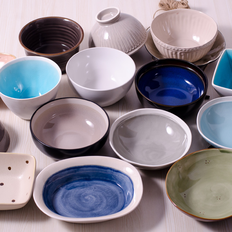 Blemish creative ceramic bowl Household dish bowl Square bowl Instant noodle bowl Japanese salad bowl Soup noodle breakfast bowl 6 inches