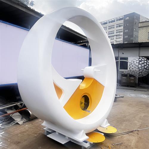 Manufacturer customized amusement equipment park plaza large dynamic bicycle interactive art stainless steel sculpture ornaments
