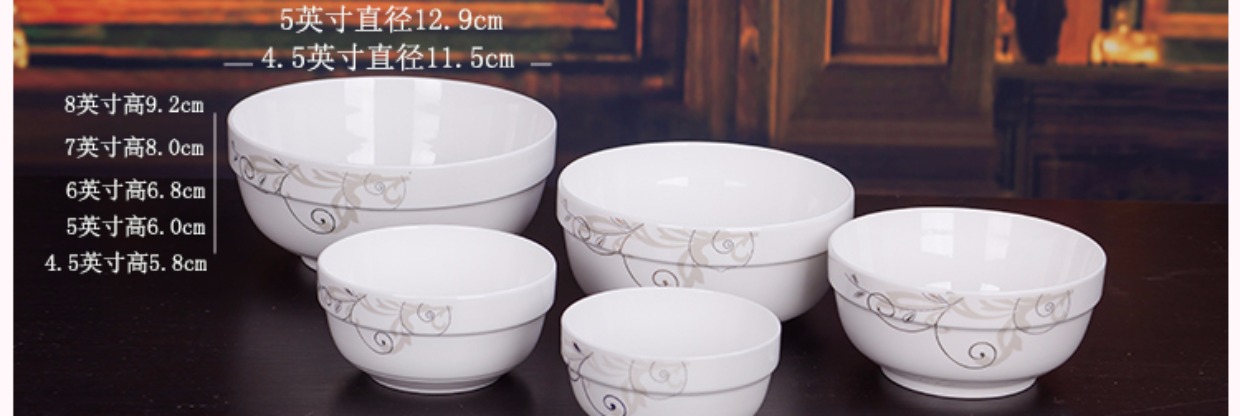 Bộ đồ ăn xương Trung Quốc Bộ bát đĩa Jingdezhen / đĩa / thìa / đũa / bát súp có nắp kết hợp miễn phí DIY với lò vi sóng bộ chén dĩa sứ