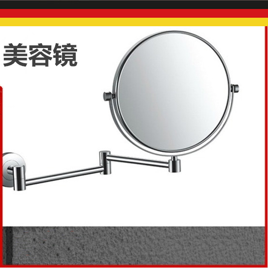 Export Germany powder room double-sided beauty mirror Bathroom makeup mirror Toilet folding mirror Front wall-mounted rotating copper mirror