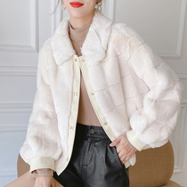 2022 new fur womens fur all-in-one fur coat imitation mink velvet thickened lantern sleeve winter coat temperament