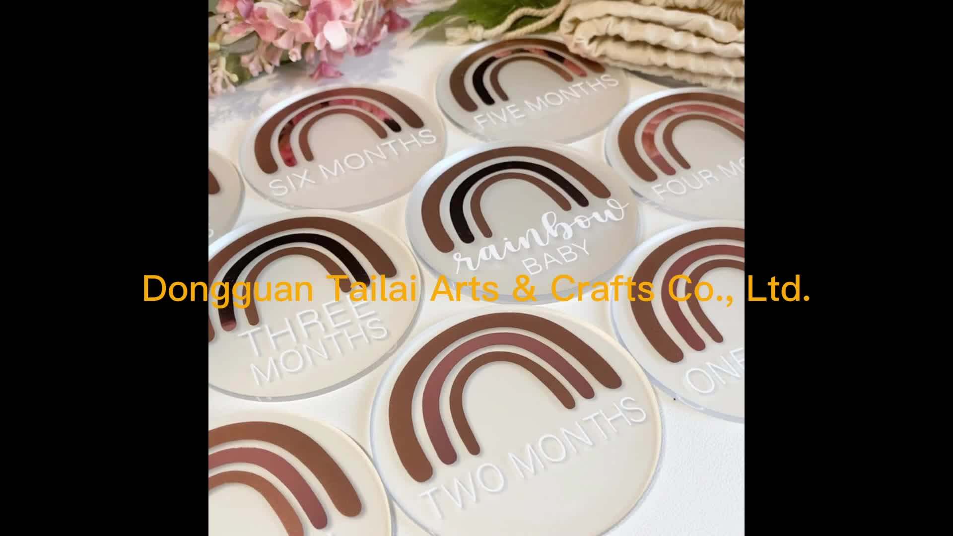 Tailai Blank Acrylic Blank Round Circle Acrylic Milestone Discs Cards