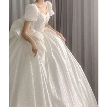 French light wedding dress 2022 new bride main veil senior texture dragged small woman retro simple