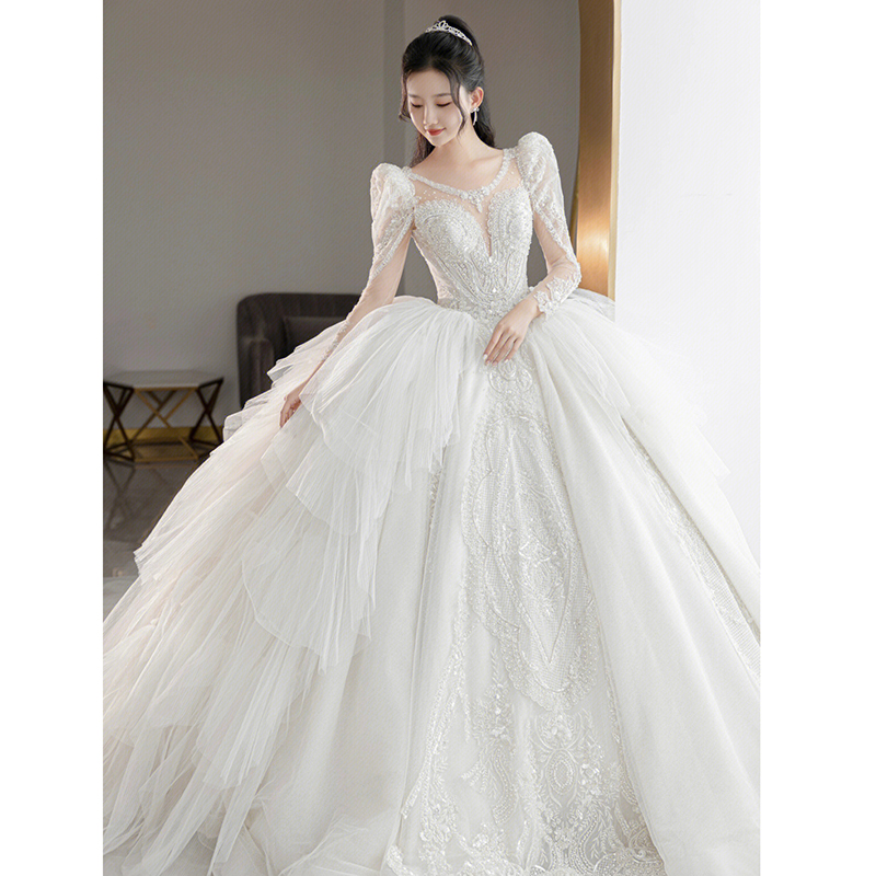 Wedding dress for pregnant, french style, long sleeve, suitable for teen, plus size, lace dress Wedding dress for pregnant, french style, long sleeve, suitable for teen, plus size, lace dress