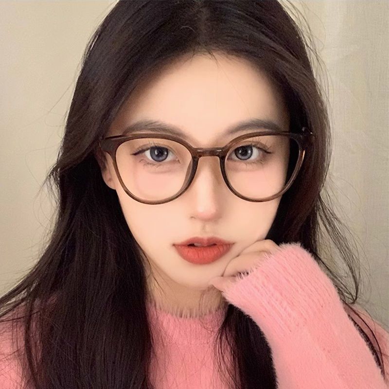 Ultra-Light Large-Frame No-Makeup Magic Eyeglass Frames for Women, Korean Style, Non-Prescription, High-Definition, Blue Light Blocking, Plain Glasses