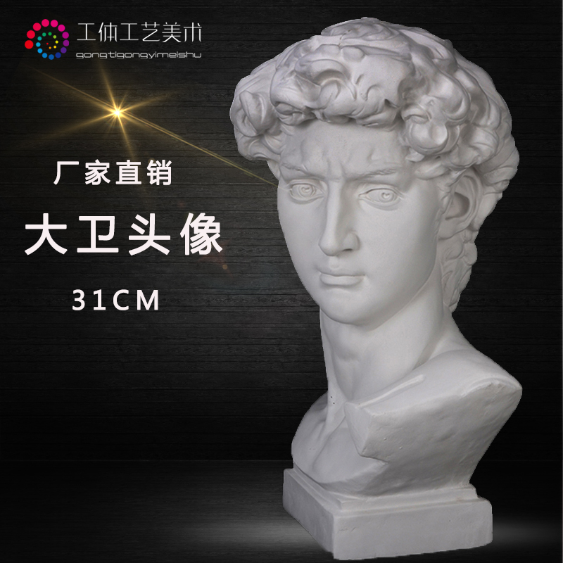 New self-made David head plaster figure character head Art sketch teaching aid Model decoration decoration European style