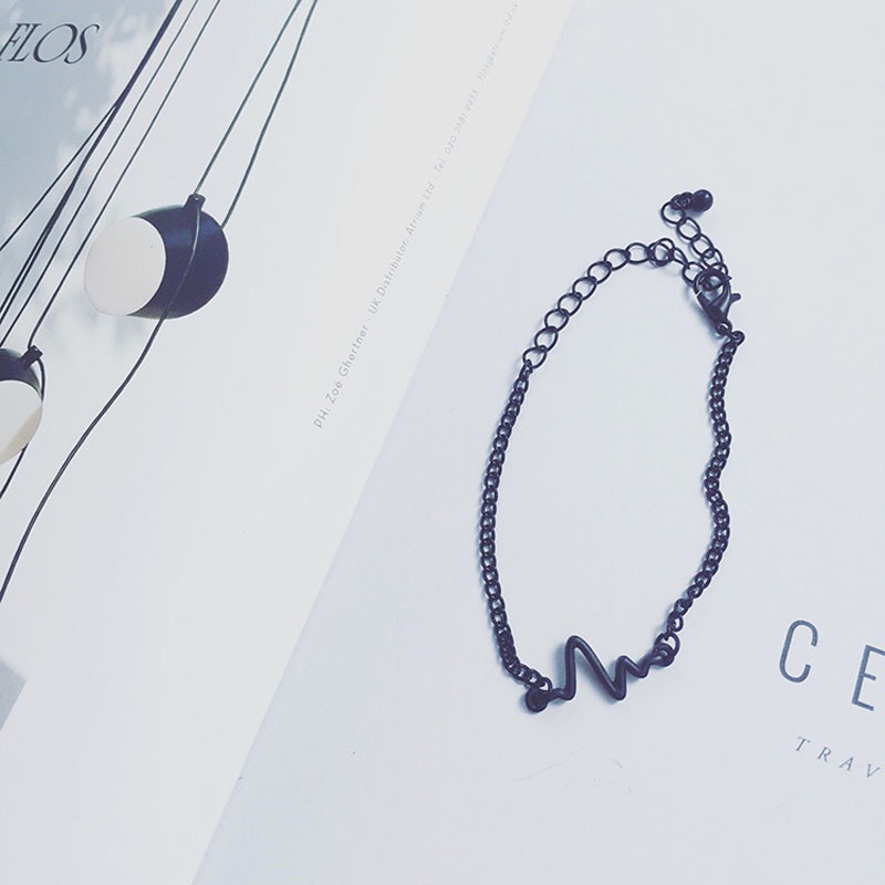 Xu hướng Hàn Quốc retro phong cách đường phố Harajuku vòng cổ ECG chàng trai và cô gái sáng tạo cặp đôi vòng tay - Vòng đeo tay Clasp vòng tay cặp