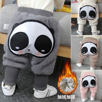 Baby pants winter plus velvet thickened boys women Net red treasure big butt butt warm pants 999