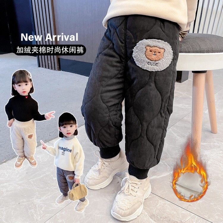 Winter new children's pants Joker boys warm pants girls baby cute foreign style padded cotton pants 999