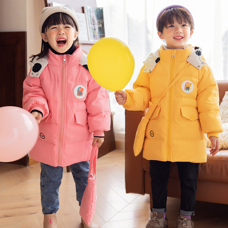 2021 autumn and winter children's clothing children's down jacket mid-length Korean version thickened children's schoolbag down jacket
