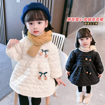 Childrens clothing 2021 autumn and winter clothing new girls Korean Cherry plus velvet foreign style dress 2-8 small childrens 999