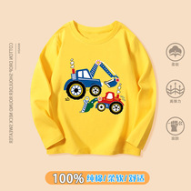 Boys base shirt cotton 2021 autumn new childrens fashion childrens T-shirt middle-aged children cartoon print top