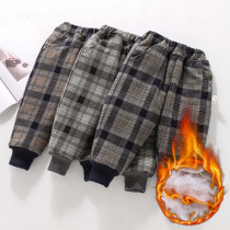Childrens clothing winter 2021 New Korean version of boys foreign-Air casual pants girls baby Plaid warm cotton pants tide 999