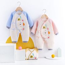 Newborn clothes three-layer warm tether climbing suit boneless baby jumpsuit newborn baby butterfly ha clothes New