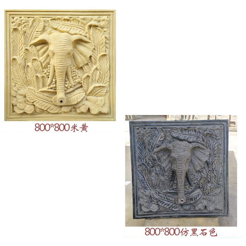Storeroom Sandstone Relief Elephant Spray Villa Garden Forest Landscape Elephant Head Water Jet Sculpture Sandstone GRP Three-dimensional-Taobao