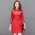 Áo khoác da nữ dài giữa mùa xuân 2020 và mùa thu mới phong cách Hàn Quốc áo thun mỏng thời trang da gió áo khoác da cỡ lớn - Quần áo da Quần áo da