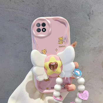 Suitable for Honor Play 60 Plus Phone Case, New Model Alt-An00, Cream Wave Silicone, Six Zero Plus, Magical Girl Cartoon, Three-Dimensional Angel Wings Stand, Cute Bracelet, Creative Airbag