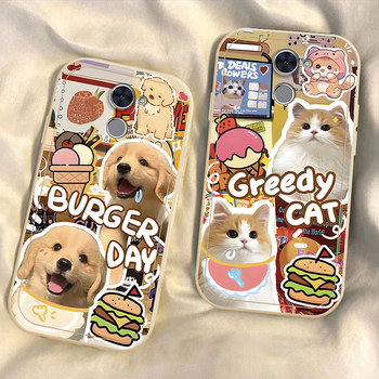 Suitable for Changxiang 7Plus Series Phone Cases, New Changxiang 7S Silicone Protective Cover, Cartoon Cat Couple, Men's and Women's Models, Cute Dog, Student, Best Friend, Personalized, Creative, Funny, Hamburger, Cute Style
