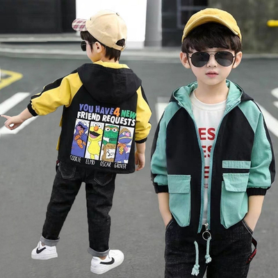 卡通儿童外套春季新款童装韩版帅气男孩夹克休闲连帽上时尚风衣潮