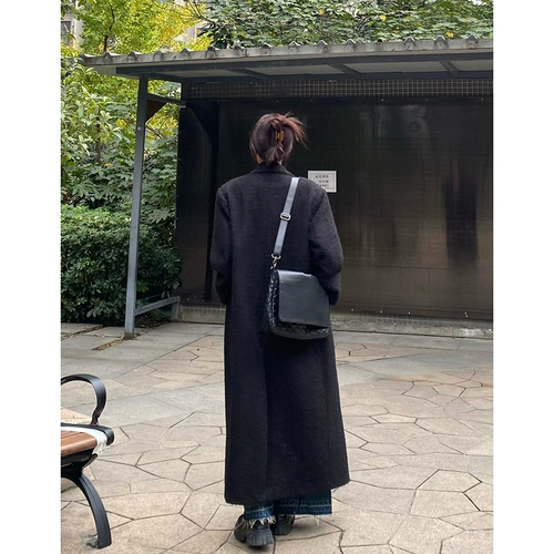 Пуховик, черное демисезонное шерстяное пальто, премиум класс, увеличенная толщина