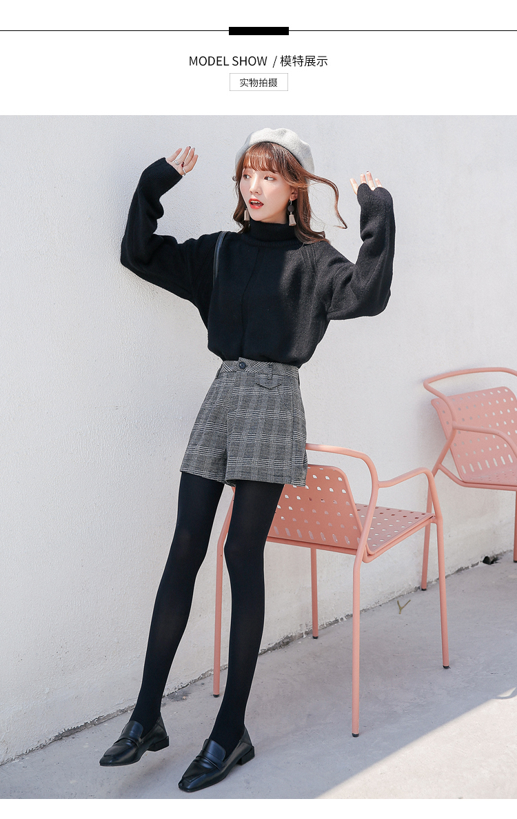 Quần short nữ mùa thu đông 2018 mới mặc bên ngoài quần ống rộng kẻ sọc rộng rãi của Hàn Quốc quần áo nữ