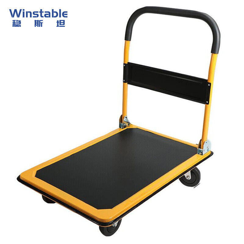 Shengsten WST100 tablet trailer cart folded pull steel plate cart black yellow 90x60cm upgrade