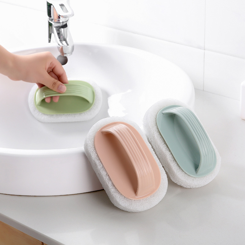 Kitchen with handle cleaning brush household decontamination dishwashing pot artifact bathtub brush tile magic wipe sponge wipe