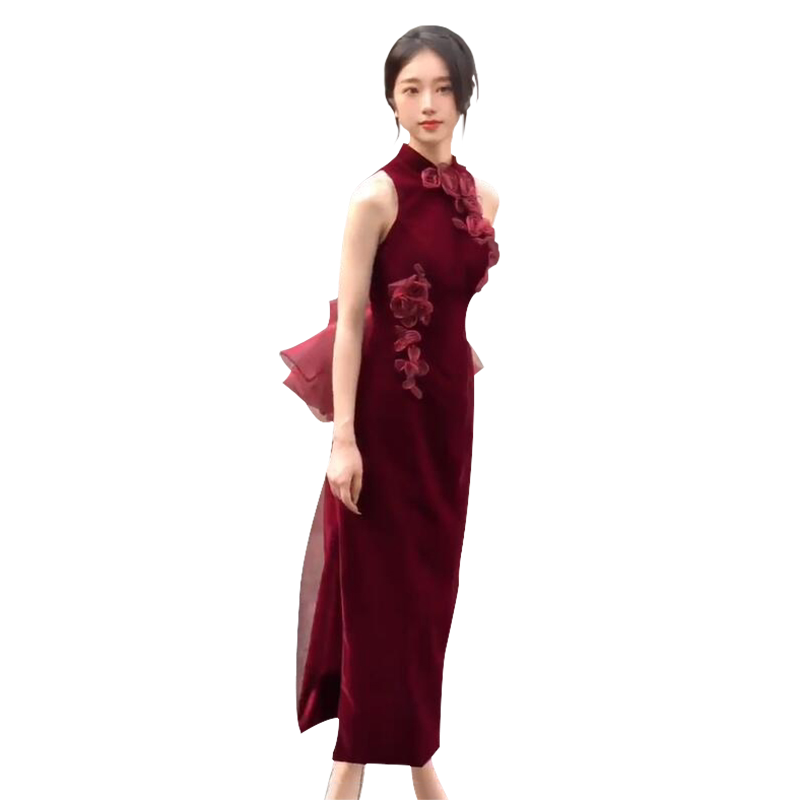 新中式敬酒服2025新款新娘订婚酒红色旗袍结婚领证礼服回门服高端-Taobao