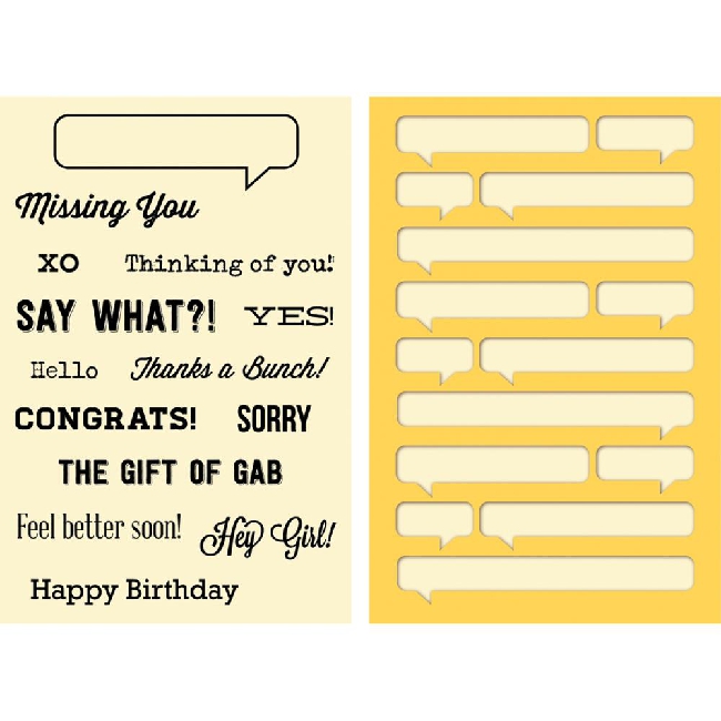 Jillibean Soup Clear Stamp & Spray Trace Masking Stencil Set JB0202 Text