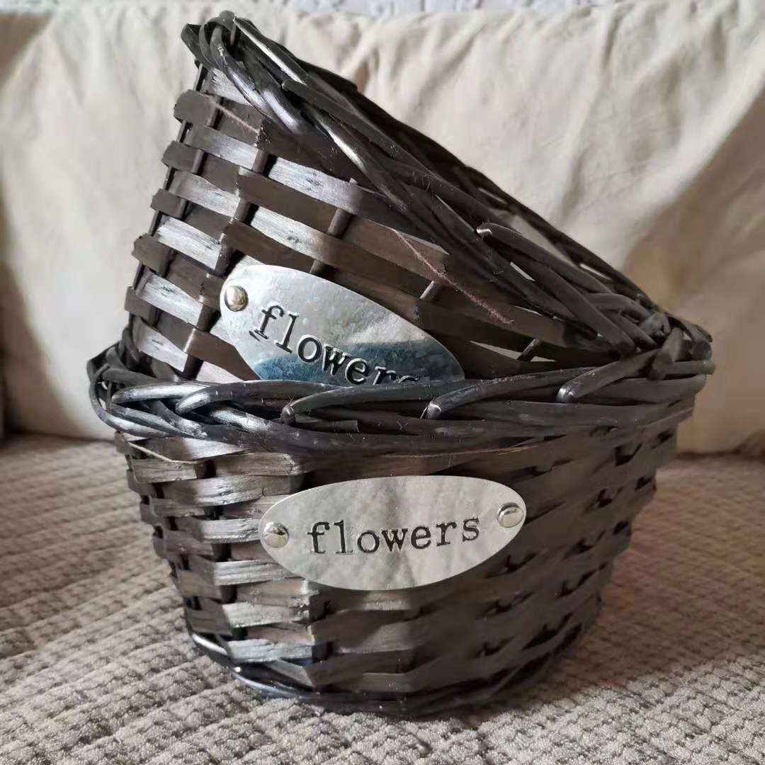 Field Garden Licker choreographeter with multi-meat gold Ge-inserted flower basket decoration hem Horticultural Potted bamboo woven with green planting small basket