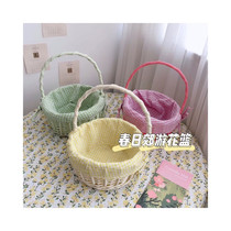 Rattan Candy Color Flower Basket Floral Flower floral home containing accompanied by hand Courtesy Field Garden Flowers Suburban hand picnic basket