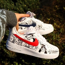 2021 New One Piece co-branded mens shoes high-top aj air force basketball hand-painted graffiti anime trendy shoes customized color change