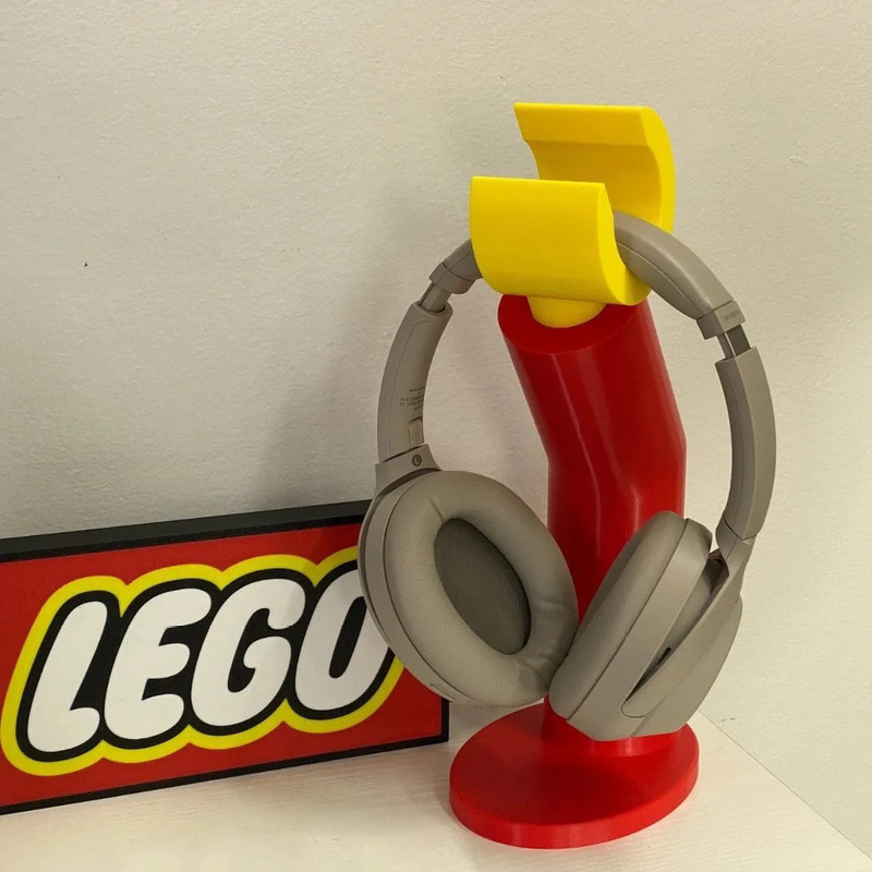 Lego-Style Internet-Famous Headphone Stand, Headset Hanger Accessory, Creative Computer Desktop Ornament, 3D Printed Storage Rack